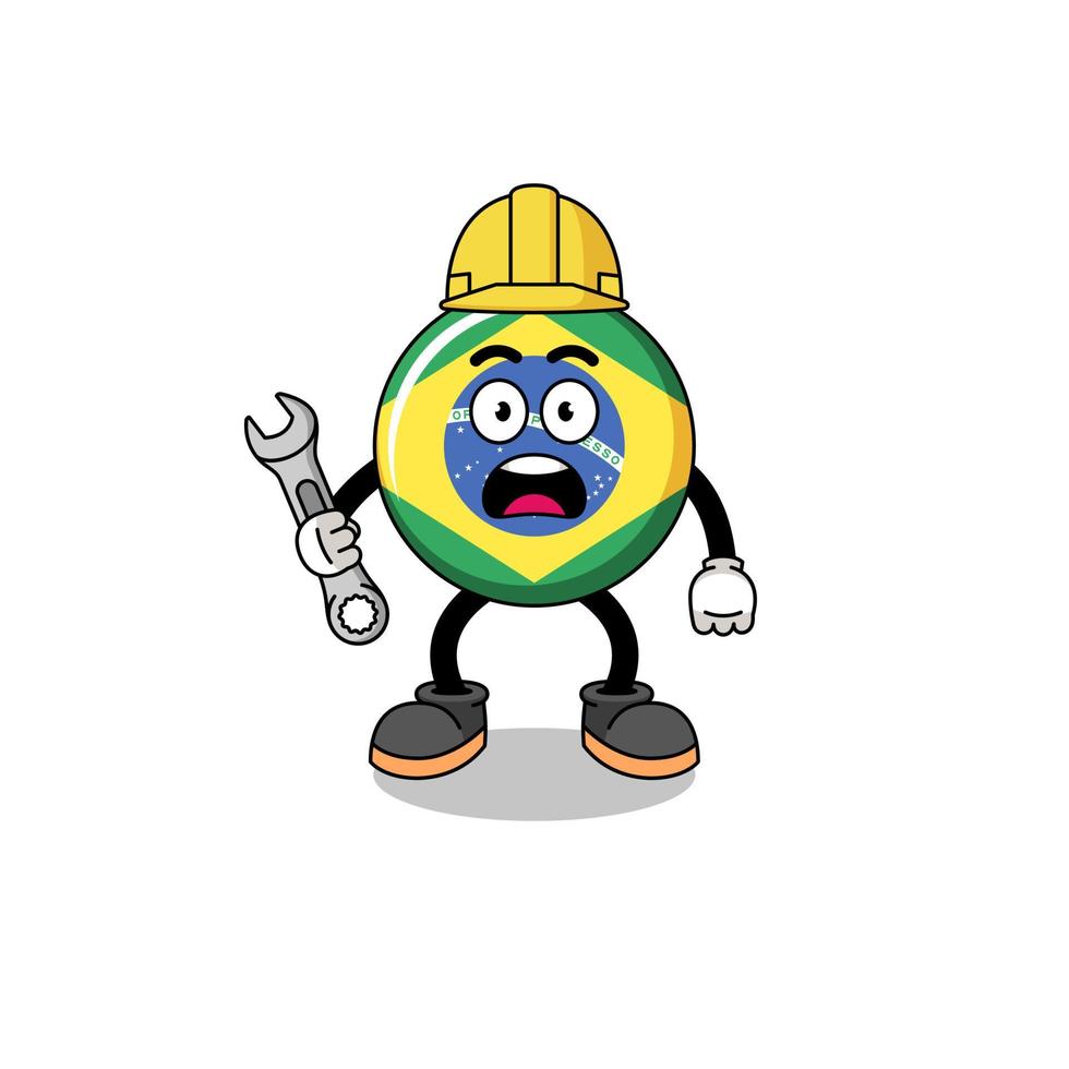 ilustración de personaje de la bandera de brasil con error 404 vector