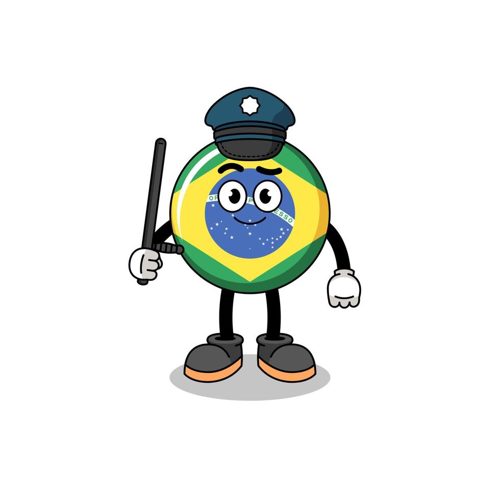 ilustración de dibujos animados de la policía de bandera de brasil vector