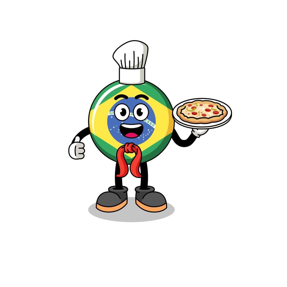 ilustración de la bandera de brasil como chef italiano vector