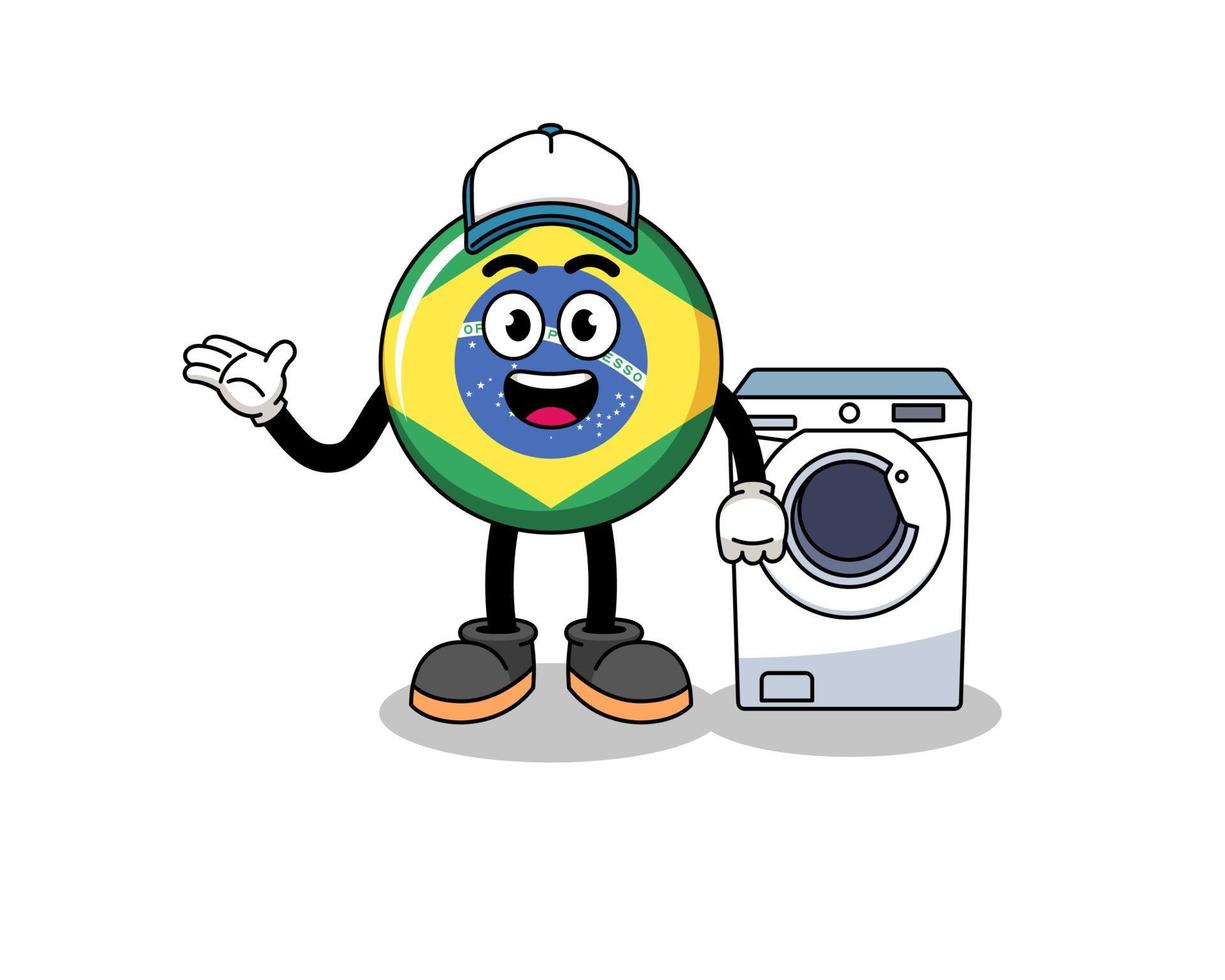 brazil flag illustration as a laundry man vector