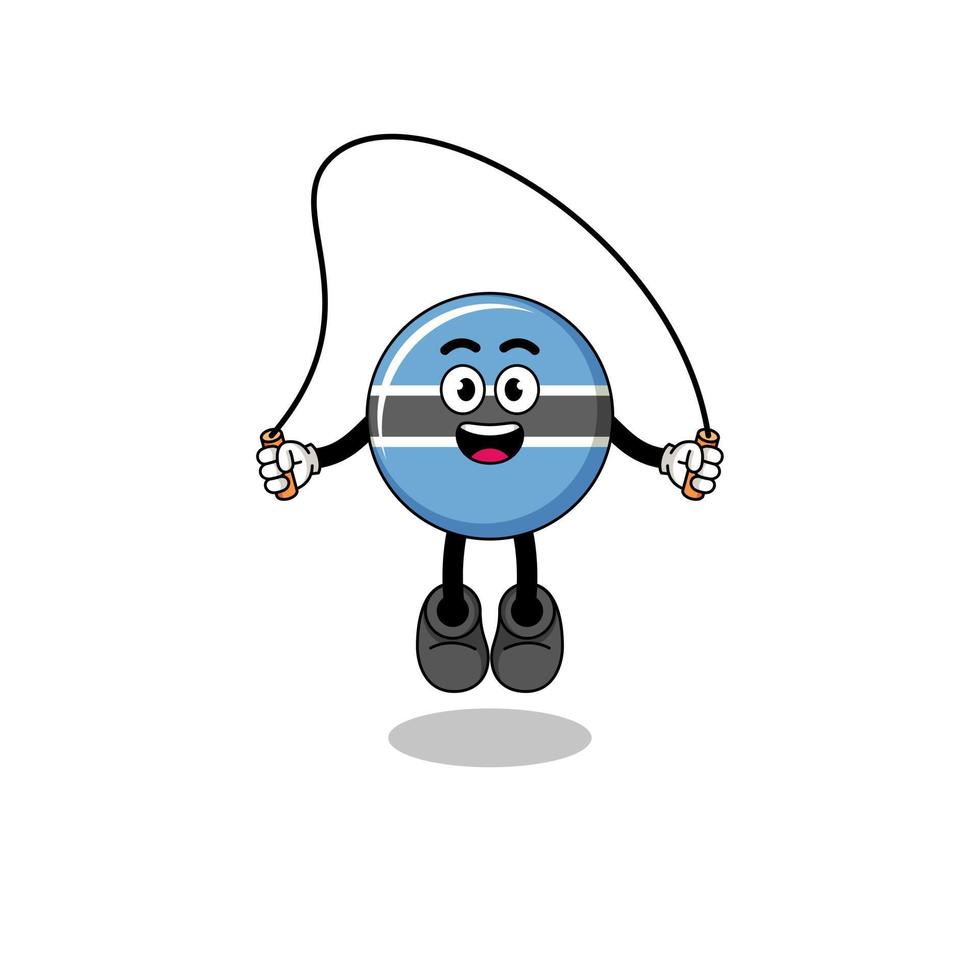 botswana mascot cartoon is playing skipping rope vector