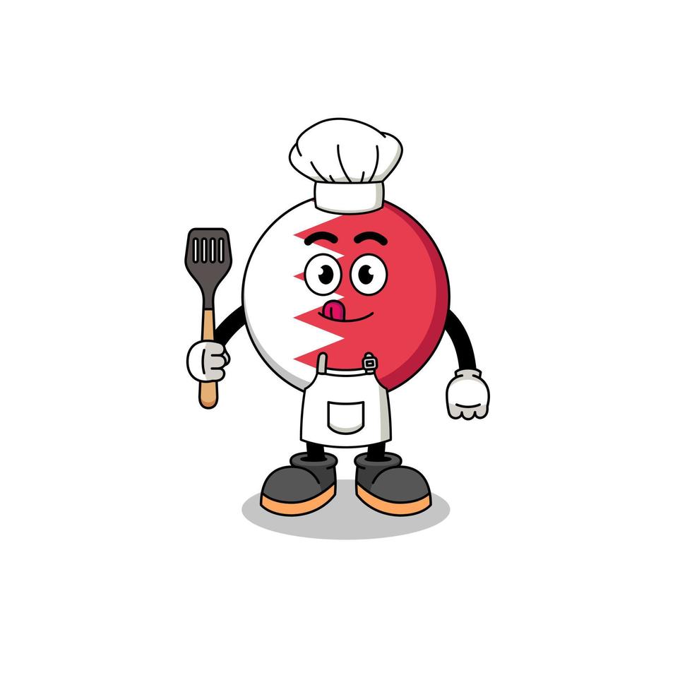 Mascot Illustration of bahrain flag chef vector
