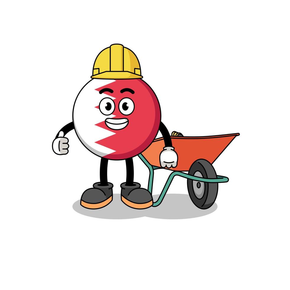 bahrain flag cartoon as a contractor vector