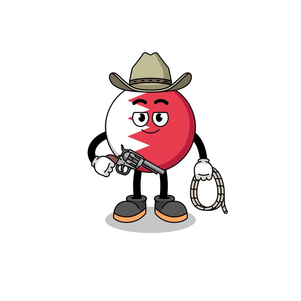 Character mascot of bahrain flag as a cowboy vector