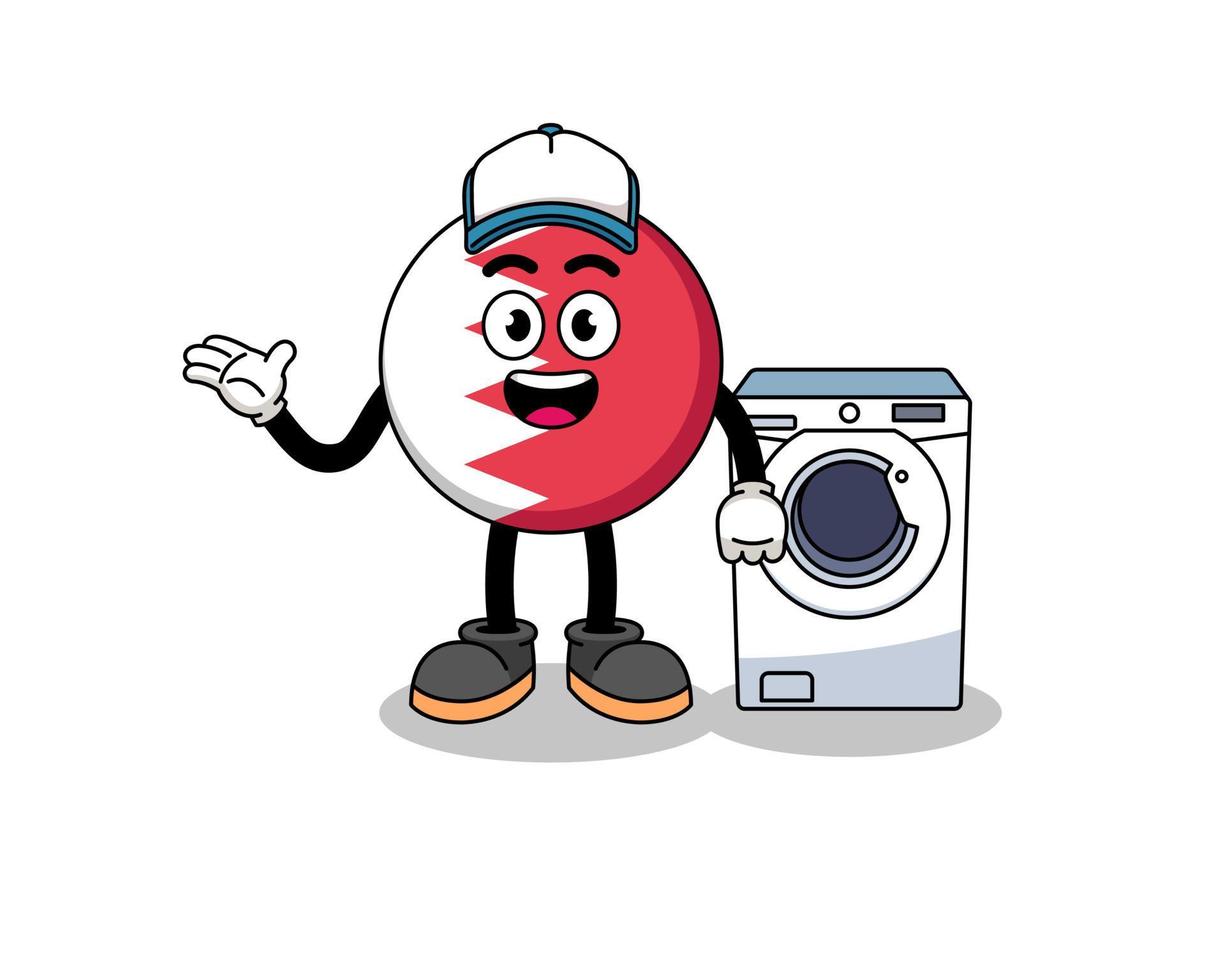 bahrain flag illustration as a laundry man vector