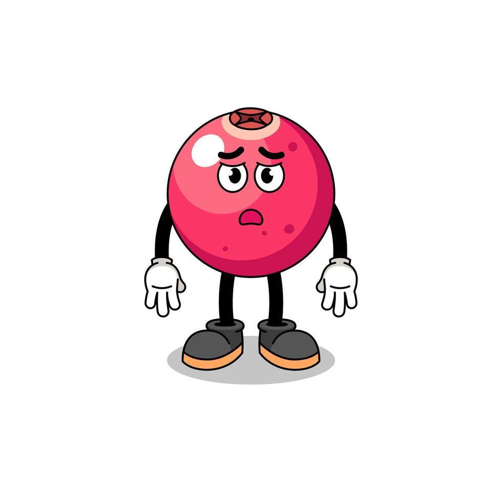 cranberry cartoon illustration with sad face vector