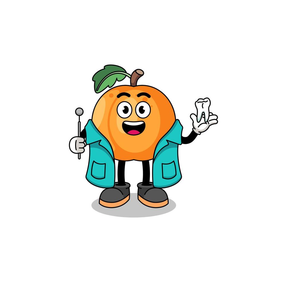 Illustration of apricot mascot as a dentist vector