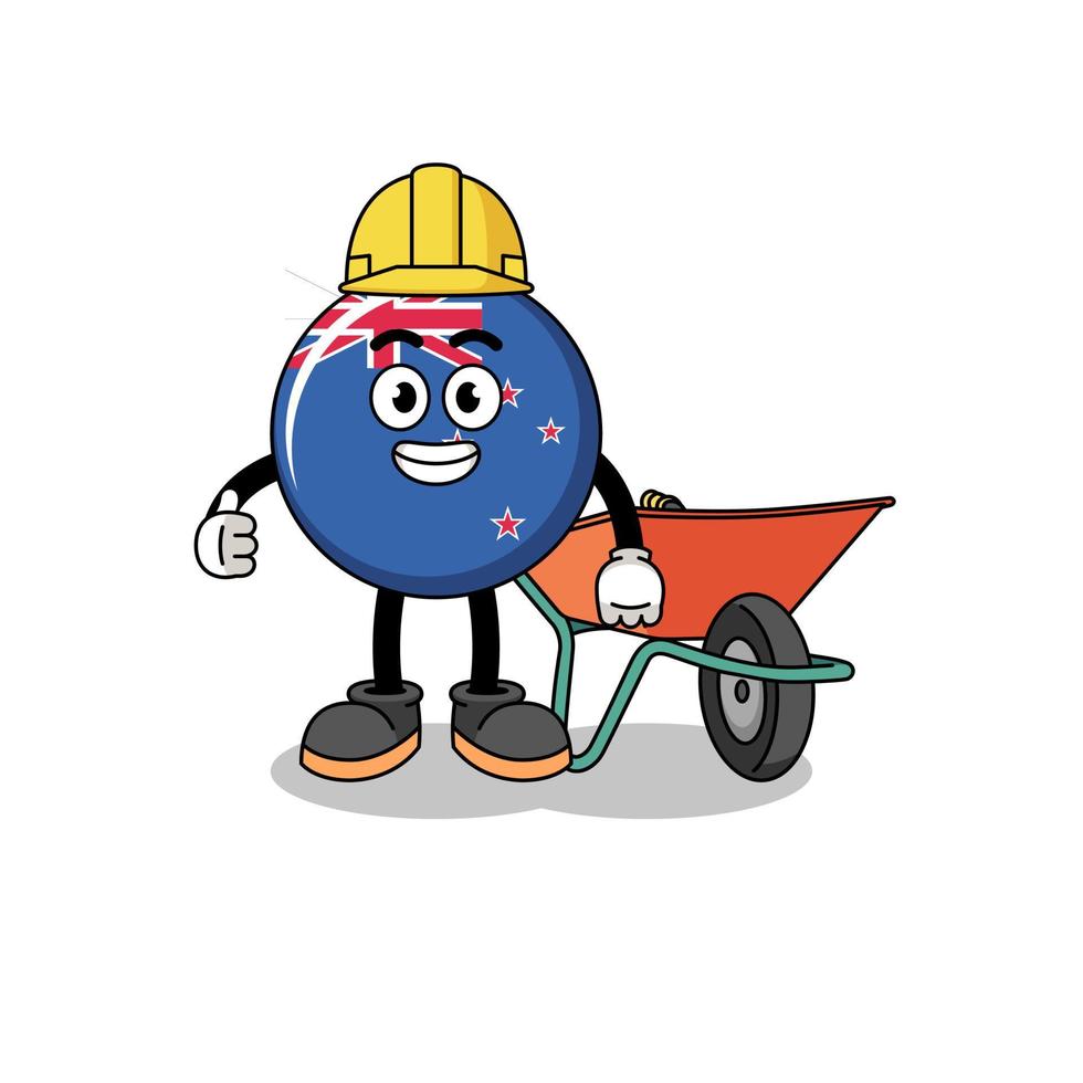 new zealand flag cartoon as a contractor vector