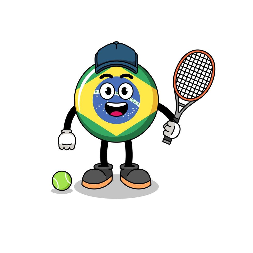 ilustración de la bandera de brasil como jugador de tenis vector