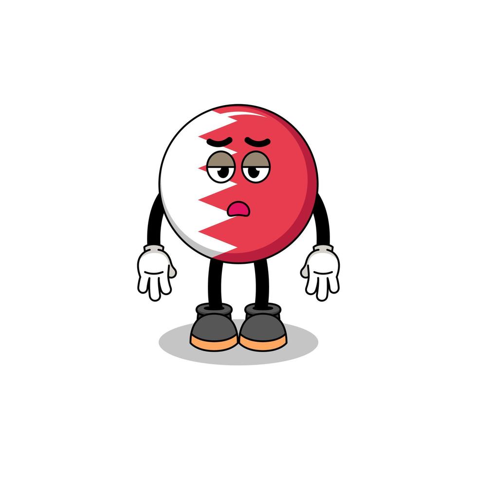 bahrain flag cartoon with fatigue gesture vector
