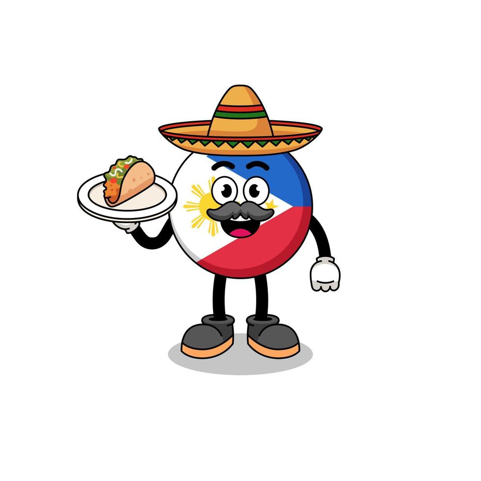 Character cartoon of philippines flag as a mexican chef vector