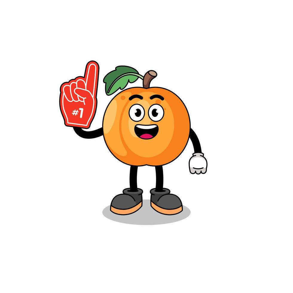 Cartoon mascot of apricot number 1 fans vector