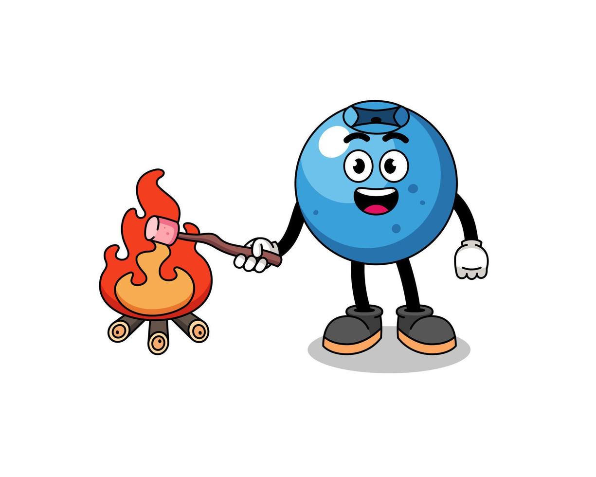 Illustration of blueberry burning a marshmallow vector