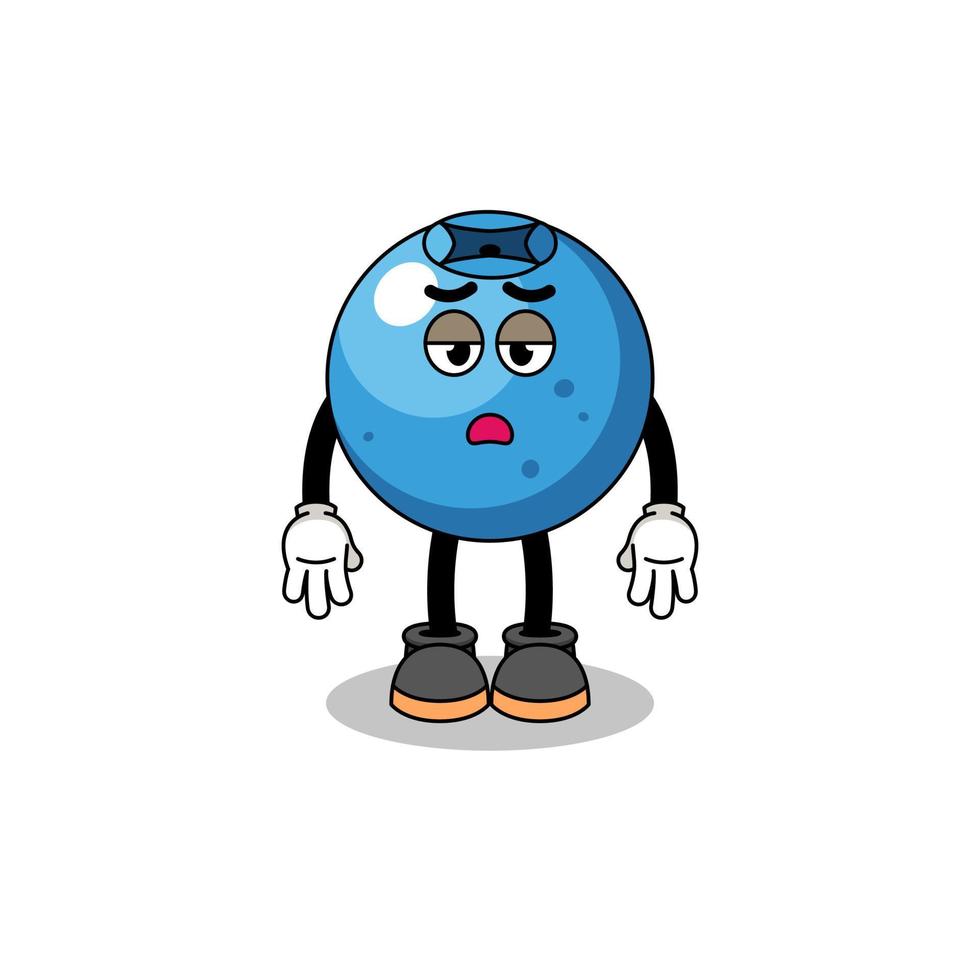 blueberry cartoon with fatigue gesture vector