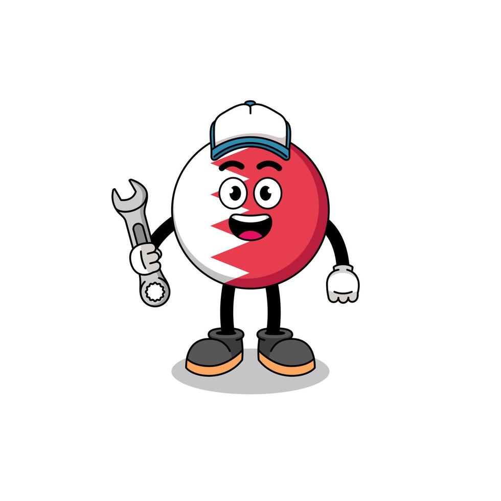 bahrain flag illustration cartoon as a mechanic vector