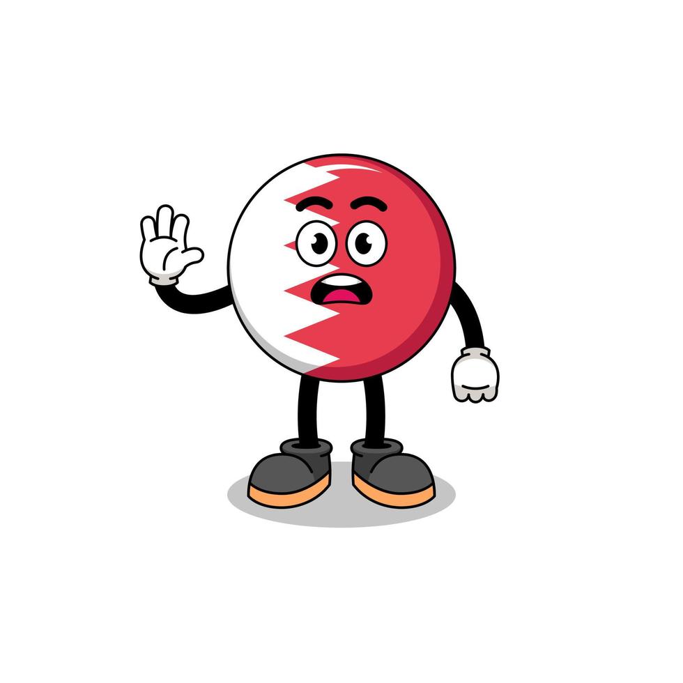 bahrain flag cartoon illustration doing stop hand vector