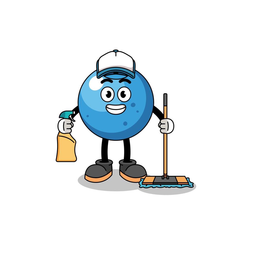 Character mascot of blueberry as a cleaning services vector