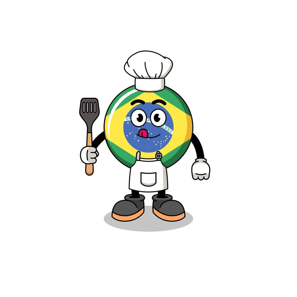 Mascot Illustration of brazil flag chef vector