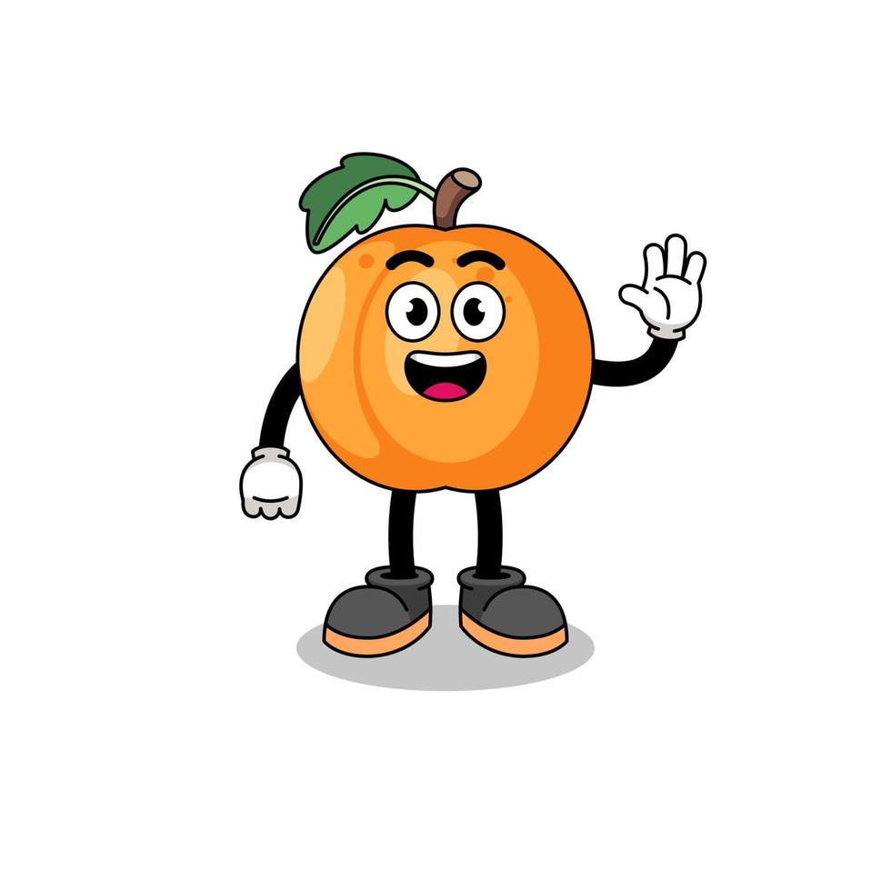 apricot cartoon doing wave hand gesture vector