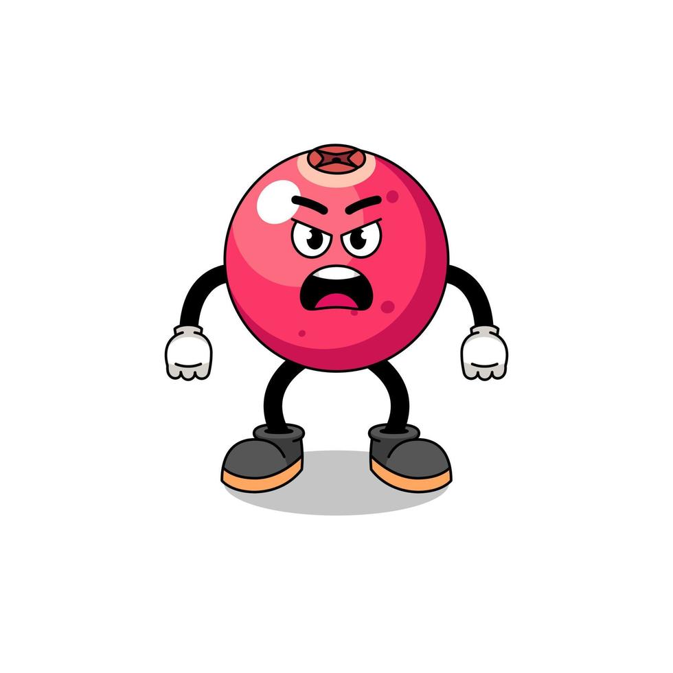 cranberry cartoon illustration with angry expression vector