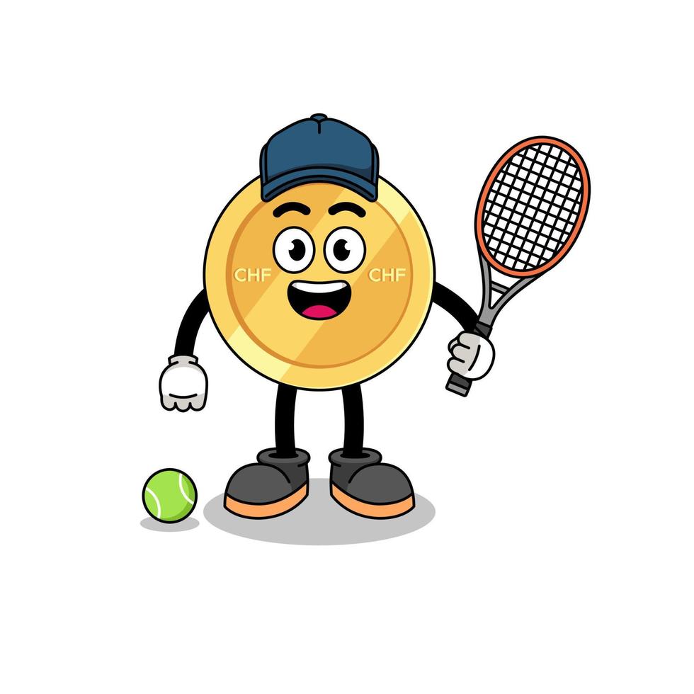 swiss franc illustration as a tennis player vector