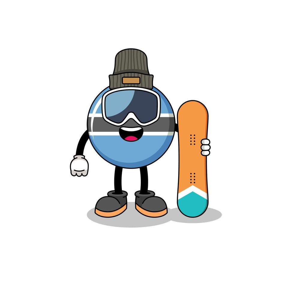 Mascot cartoon of botswana snowboard player vector