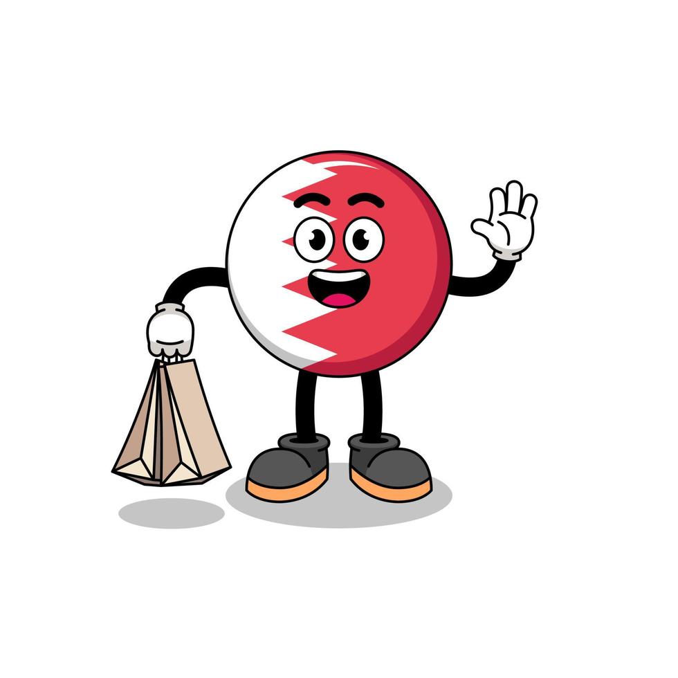 Cartoon of bahrain flag shopping vector