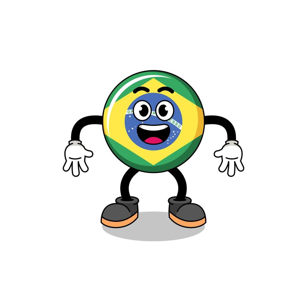 brazil flag cartoon with surprised gesture vector