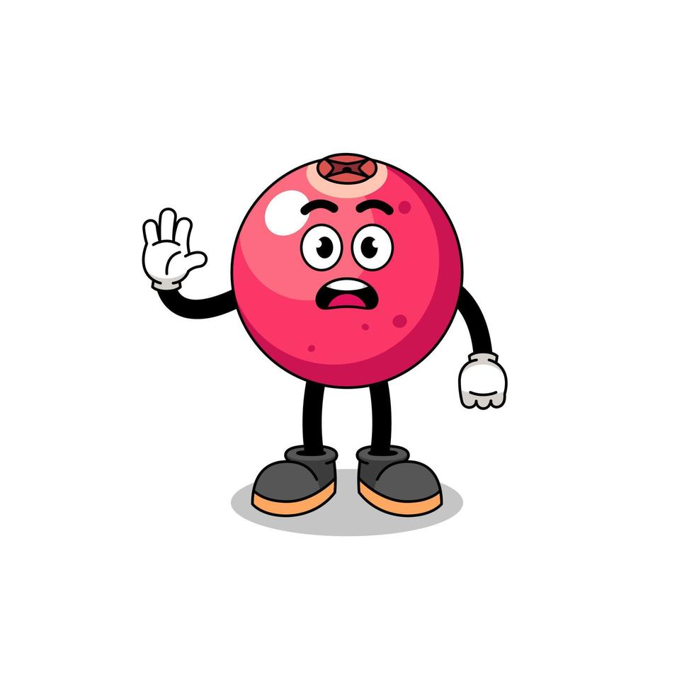 cranberry cartoon illustration doing stop hand vector