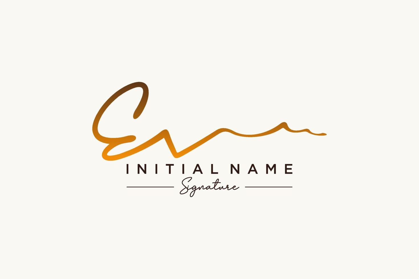 Initial EV signature logo template vector. Hand drawn Calligraphy lettering Vector illustration.