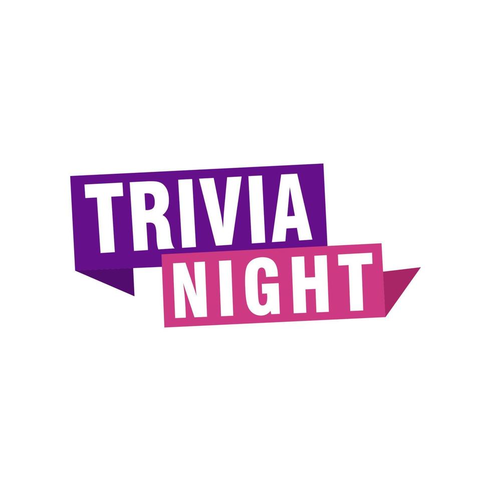 Trivia Night labels banners vector ribbon design template. Banner sale tag. Market special offer discount label