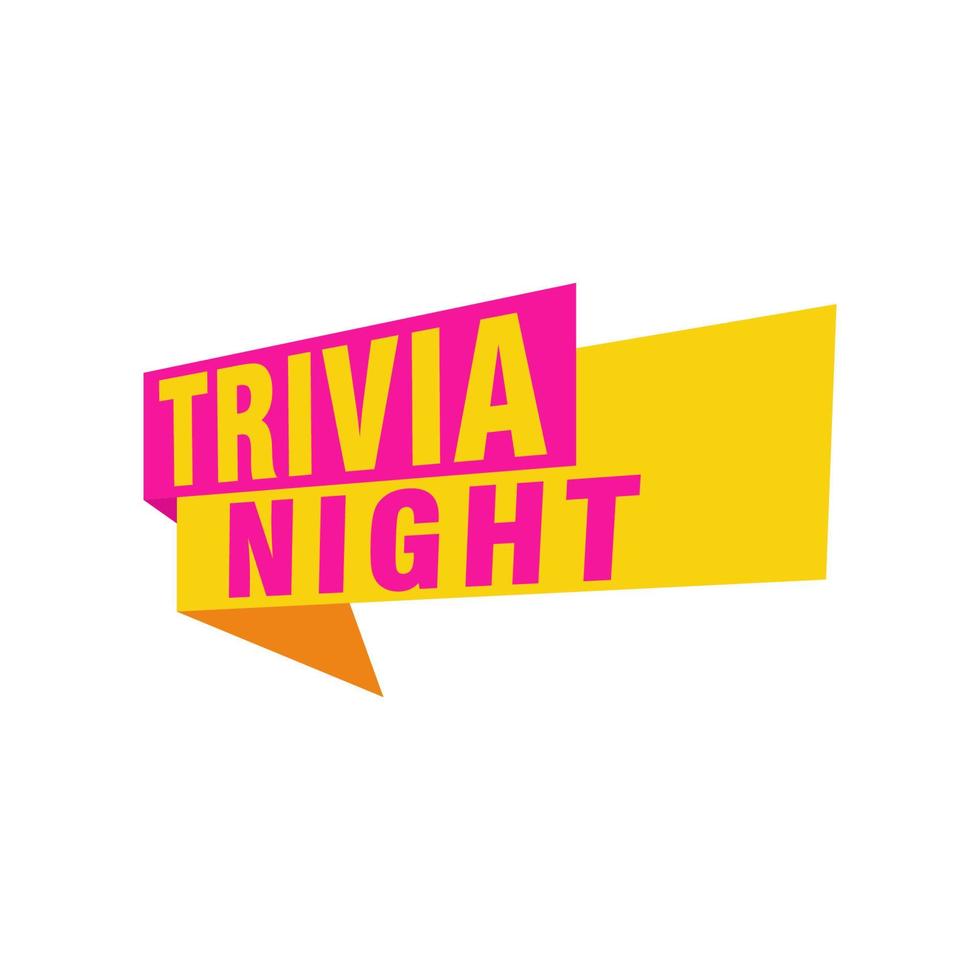 Trivia Night labels banners vector ribbon design template. Banner sale tag. Market special offer discount label