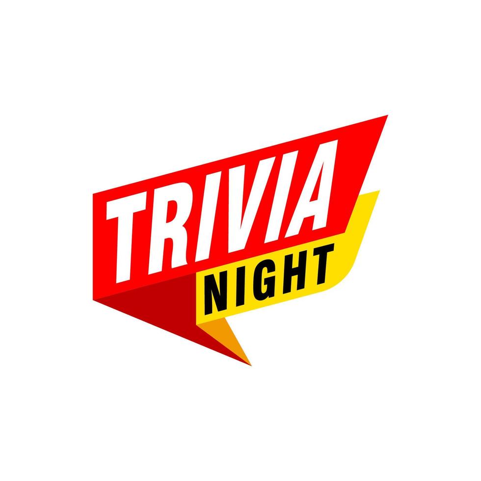 Trivia Night labels banners vector ribbon design template. Banner sale tag. Market special offer discount label