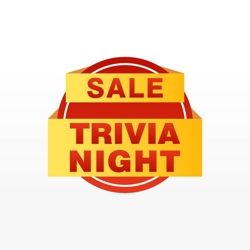 Trivia Night labels banners vector ribbon design template. Banner sale tag. Market special offer discount label