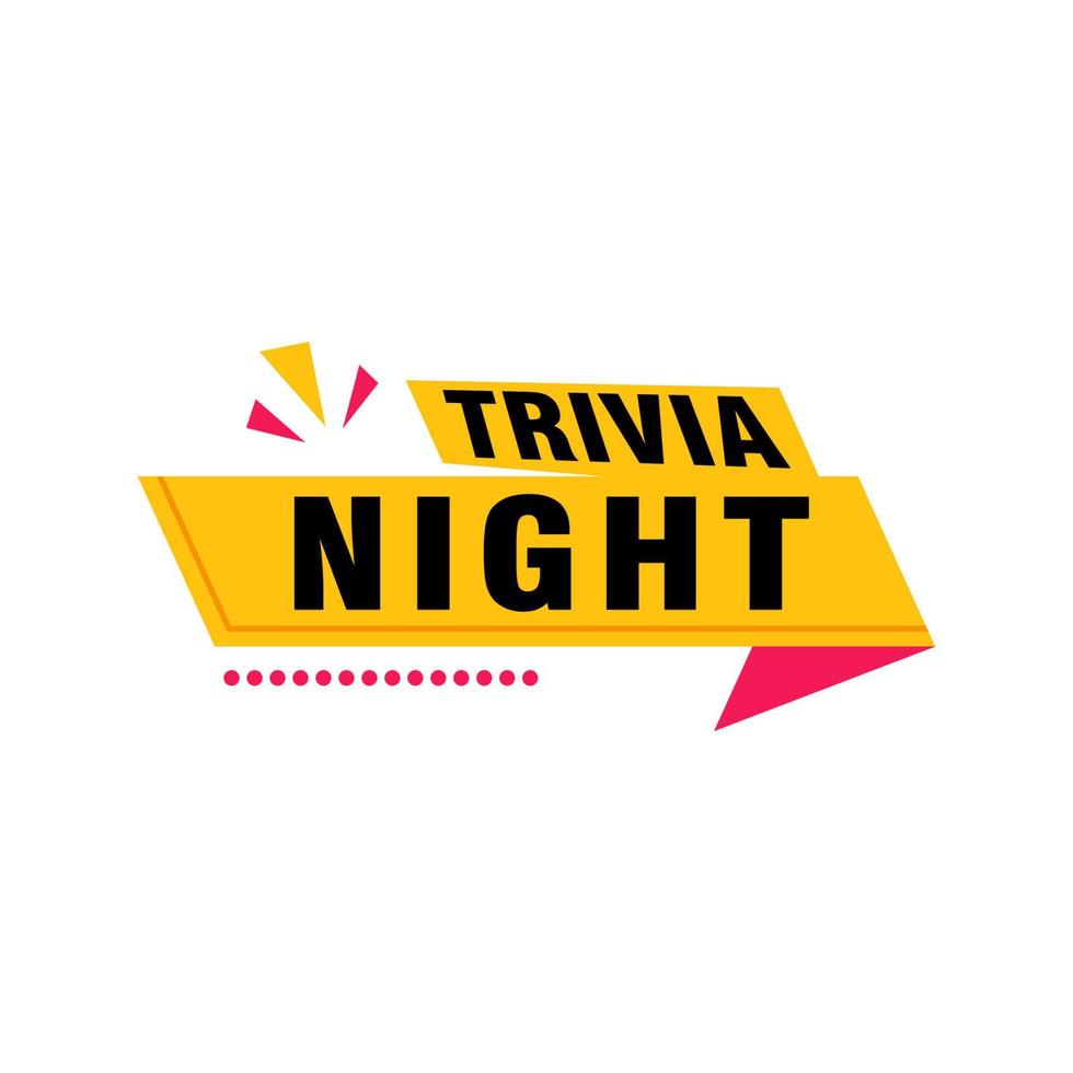 Trivia Night labels banners vector ribbon design template. Banner sale tag. Market special offer discount label