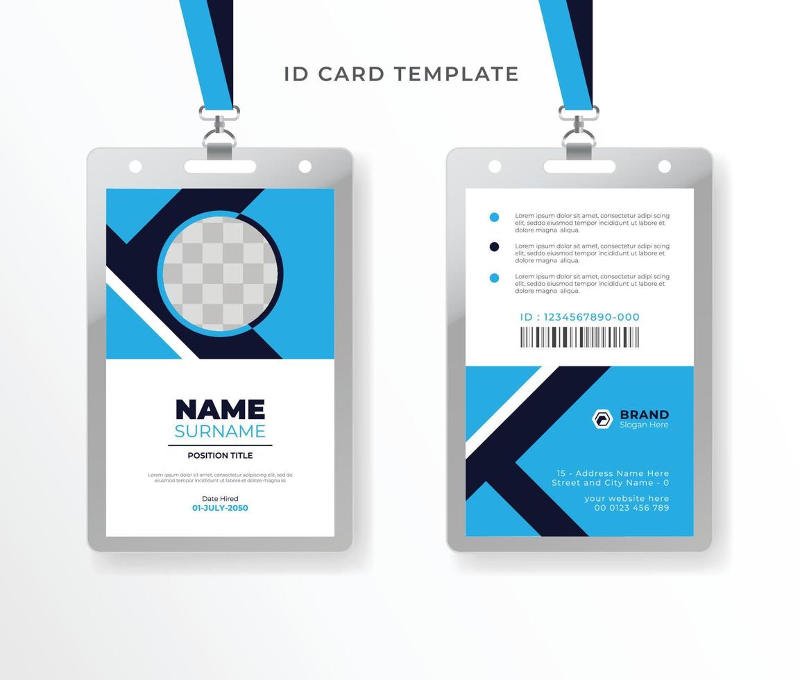 diseño de tarjeta de identificación para negocios creativos tarjeta de identidad de empresa corporativa para empleados vector