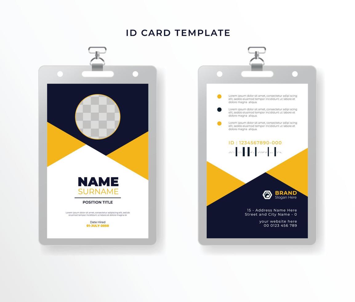 diseño de tarjeta de identificación minimalista de empresa corporativa para empleados estilista abstracto vector
