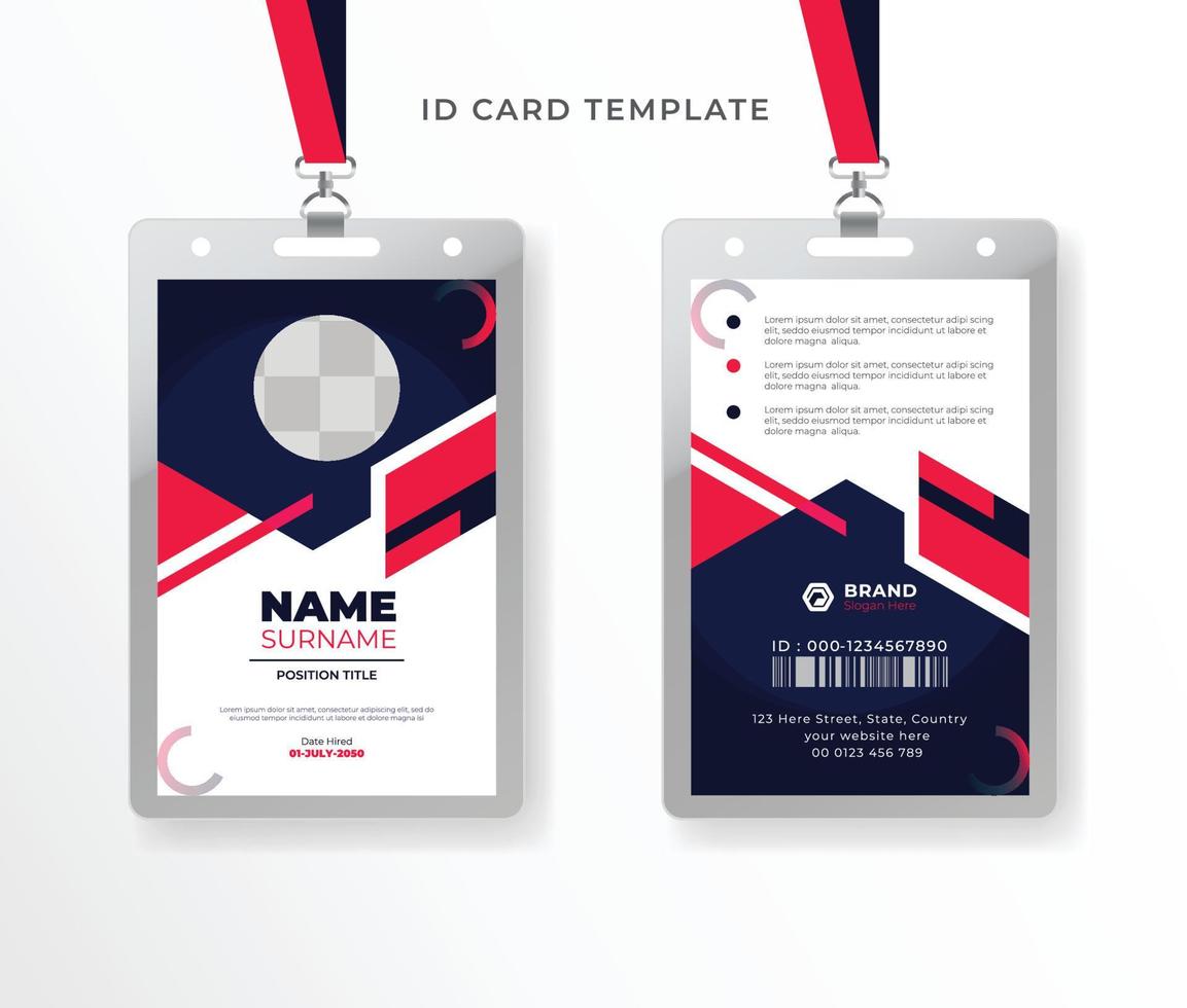 diseño de tarjeta de identificación minimalista de empresa corporativa para empleados estilista abstracto vector