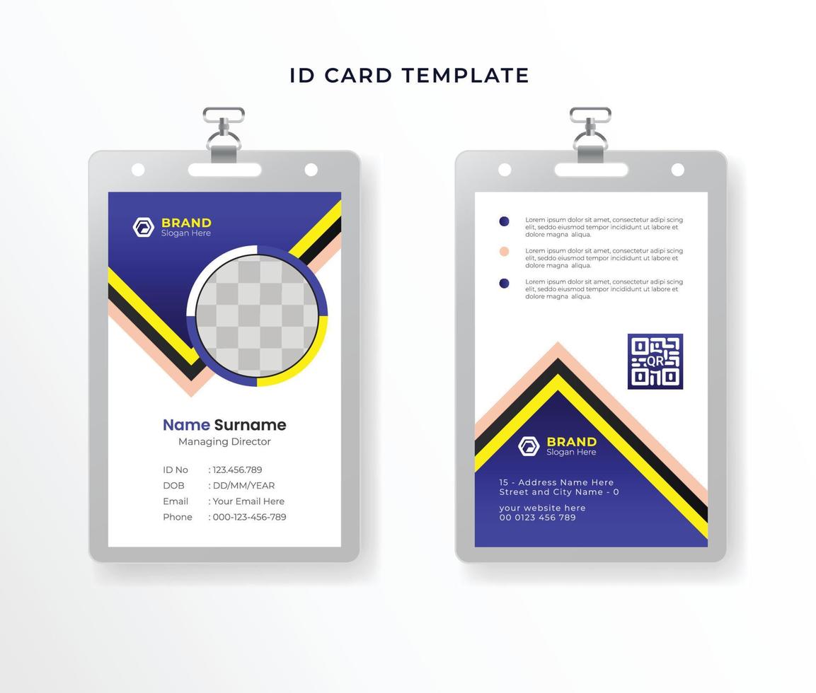 plantilla de tarjeta de identificación de empleado corporativo minimalista profesional con diseño de estilo abstracto fotográfico vector