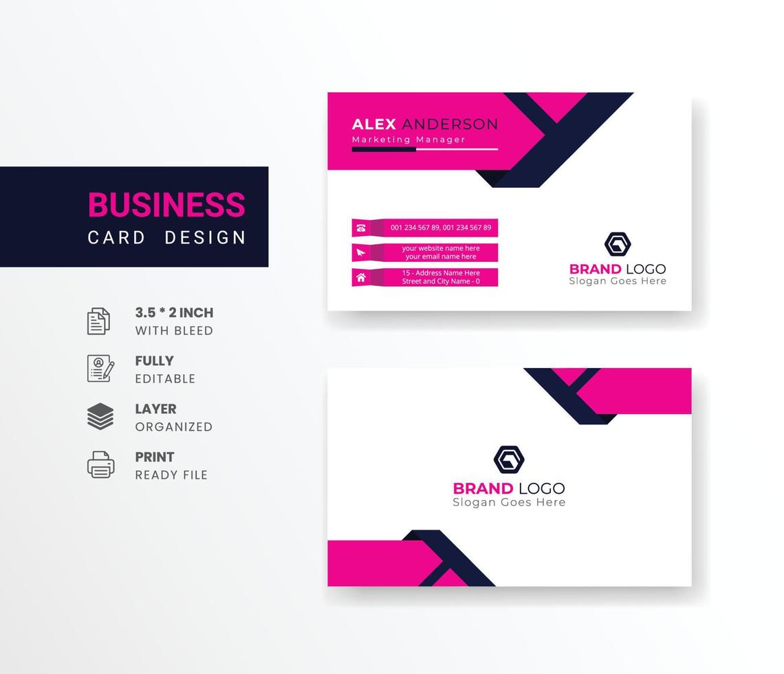 tarjeta de visita personal con el logotipo de la empresa maqueta de tarjeta de visita corporativa de diseño plano limpio vector