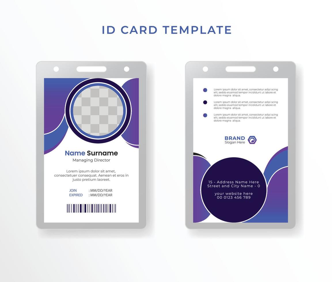Professional Minimalist corporate employee id card template with photo abstract style design vector