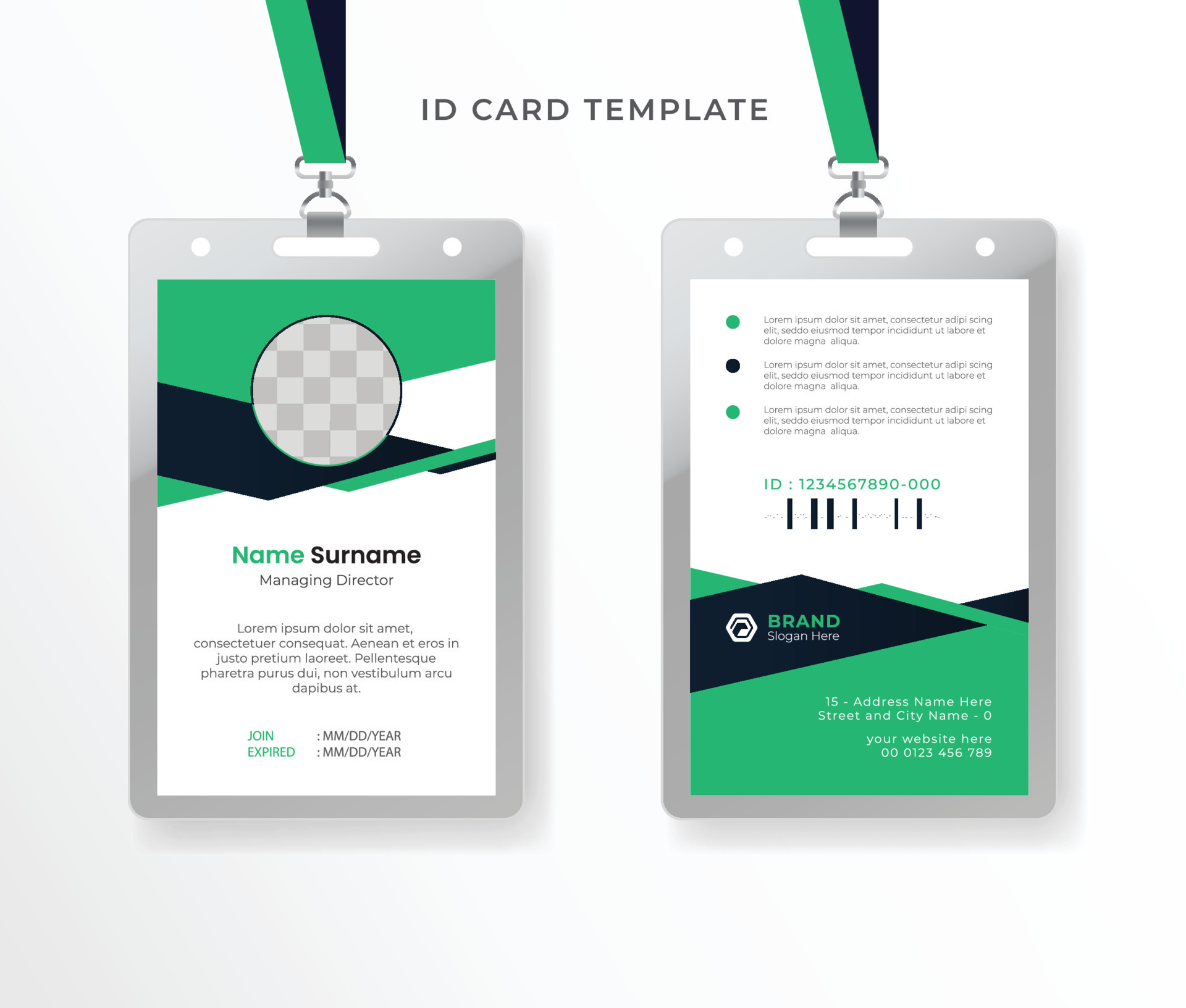 Business id card design template clean Corporate professional id card design with realistic