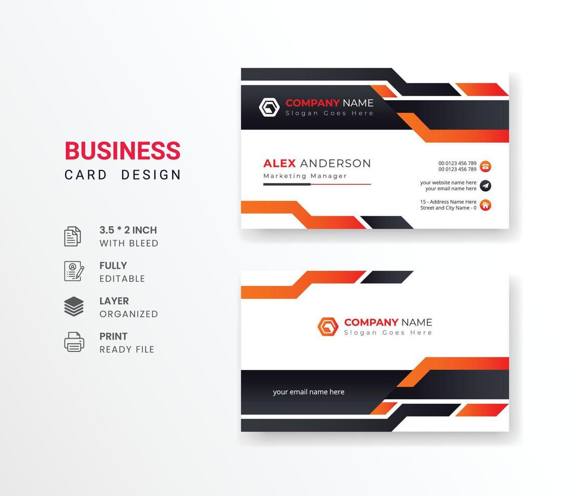 Personal business card with company logo Clean flat design corporate visiting card mockup vector