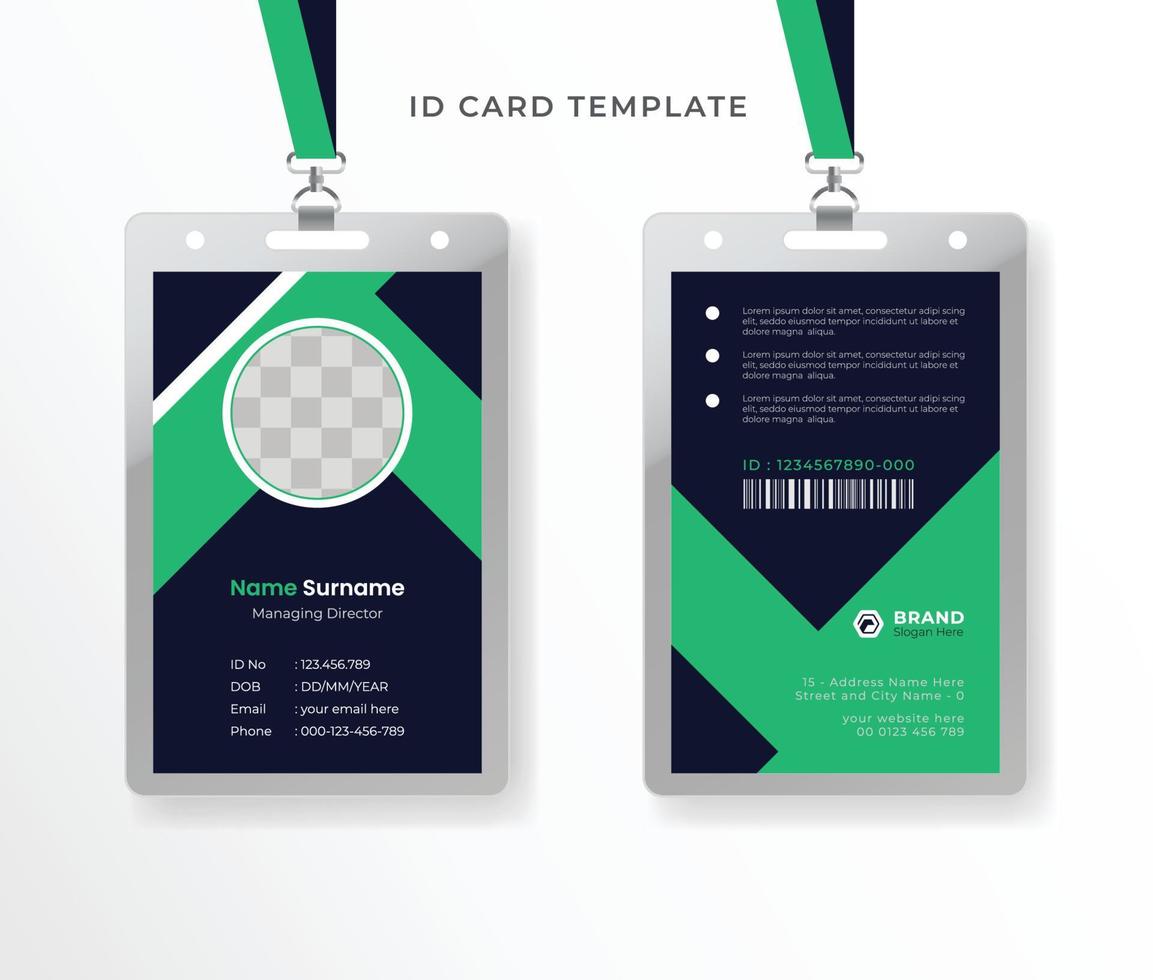 diseño de tarjeta de identificación para negocios creativos tarjeta de identidad de empresa corporativa para empleados vector