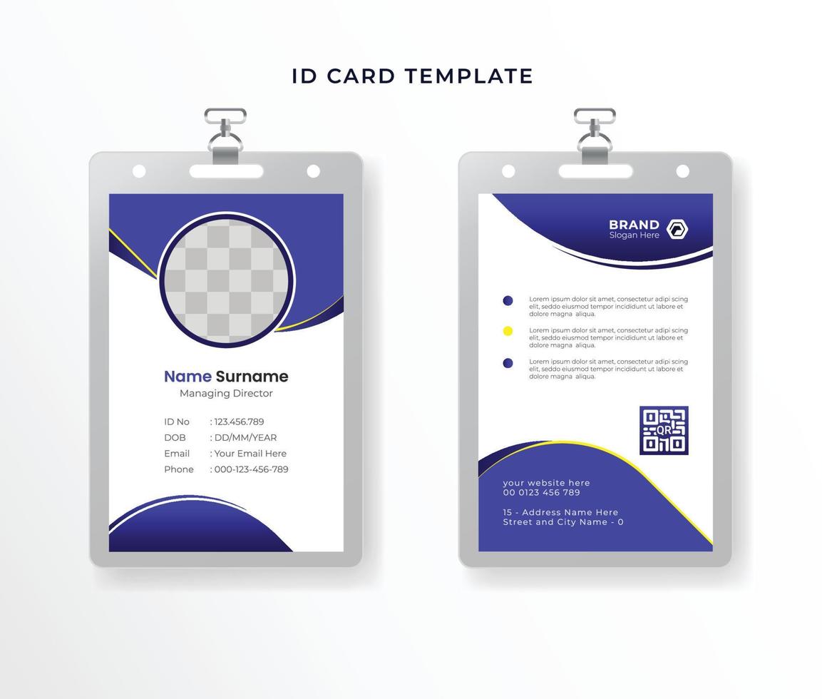 diseño de tarjeta de identificación minimalista de empresa corporativa para empleados estilista abstracto vector