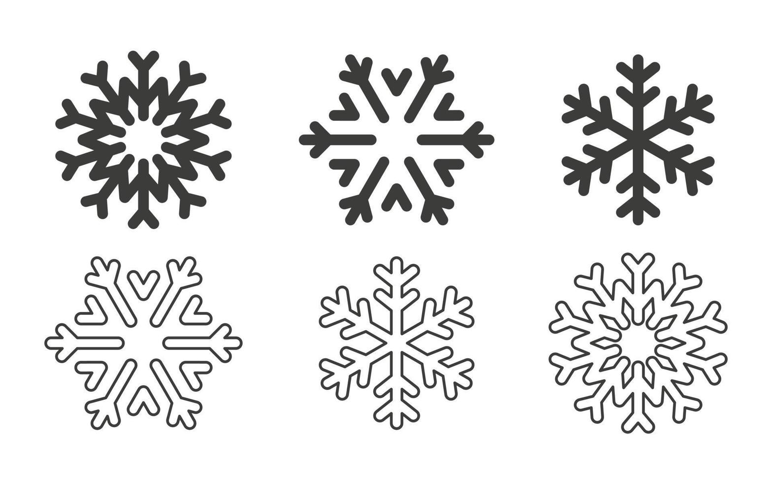 iconos de copos de nieve negros. elementos navideños. copos de nieve modernos de estilo plano. ilustración vectorial vector