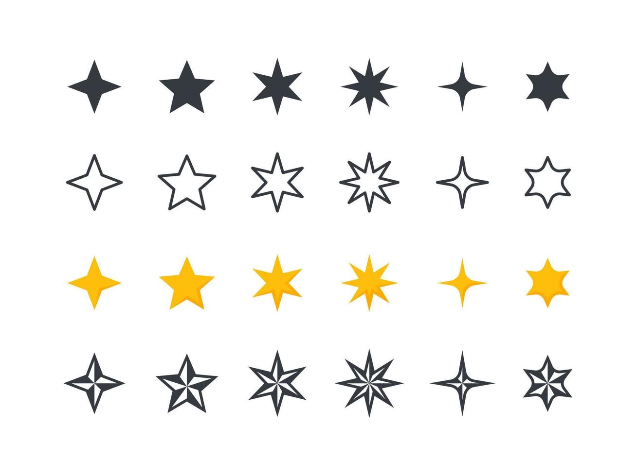 conjunto de iconos de estrellas. colección de estrellas. calificación de signos de estrellas. iconos vectoriales vector