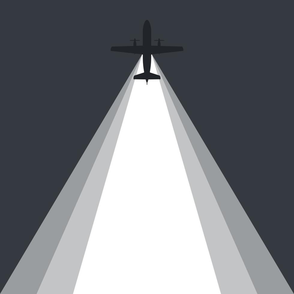 Airplane flying. An airplane leaving a beam of light behind. Vector image