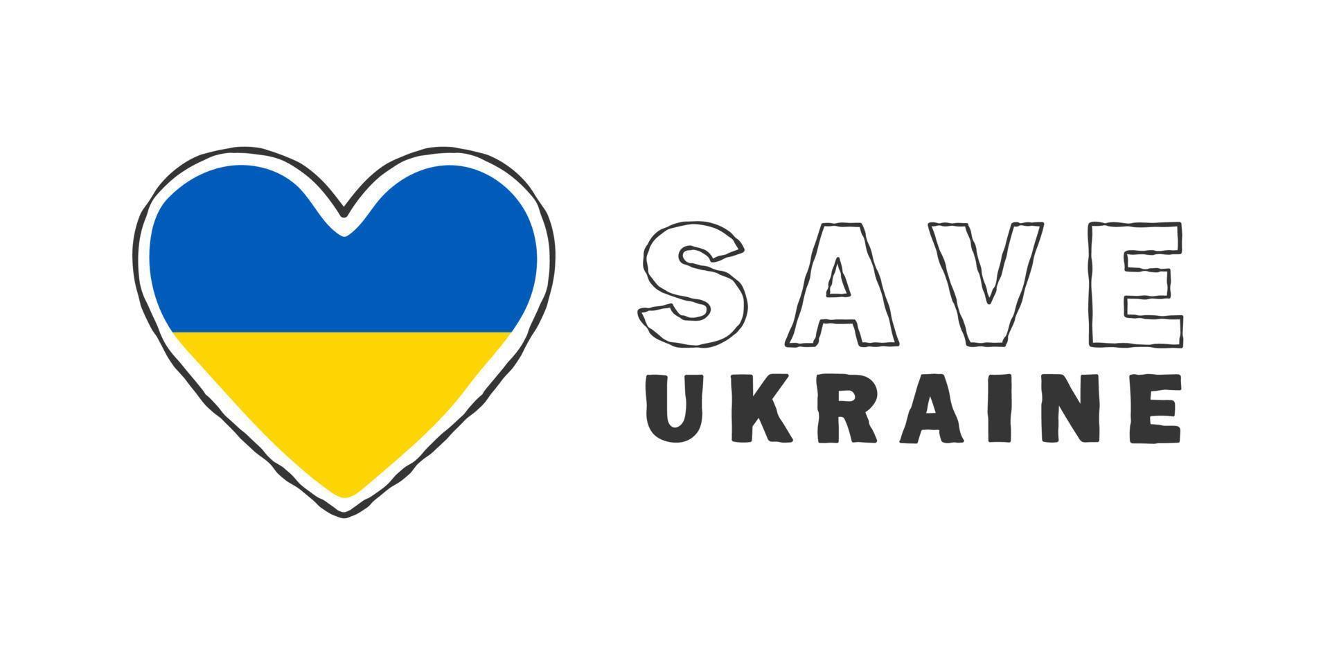 No to War. Stop the war. The Ukrainian flag in the heart. Vector illustration