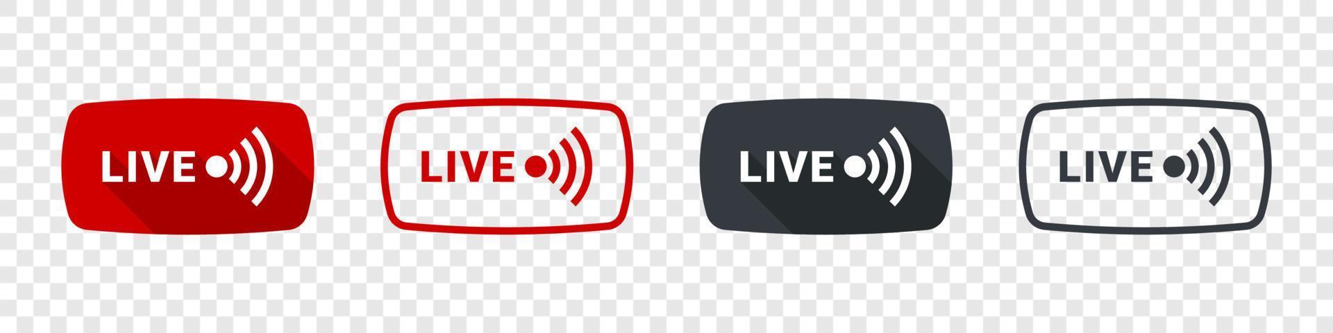 Live streaming icons. Live broadcasting symbols concept. Online stream icons. Social media. Vector illustration